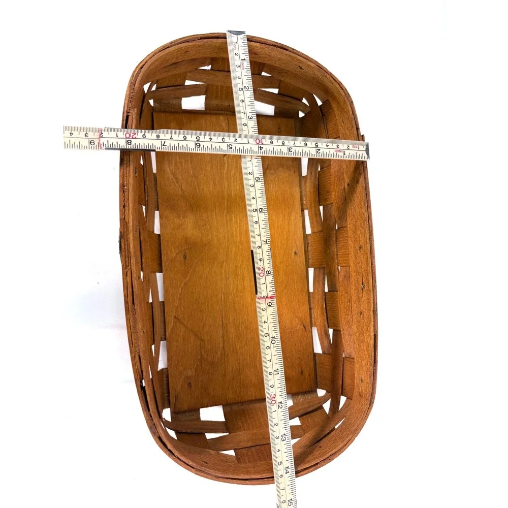 Peterboro Basket Co Woven Wood Rectangular Storage Basket Brown Handcrafted USA